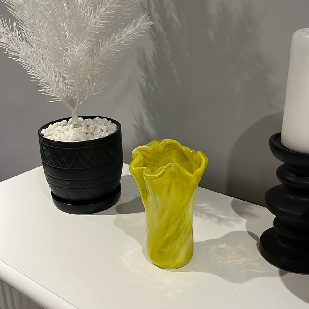 Murano Hand blown yellow  vase
